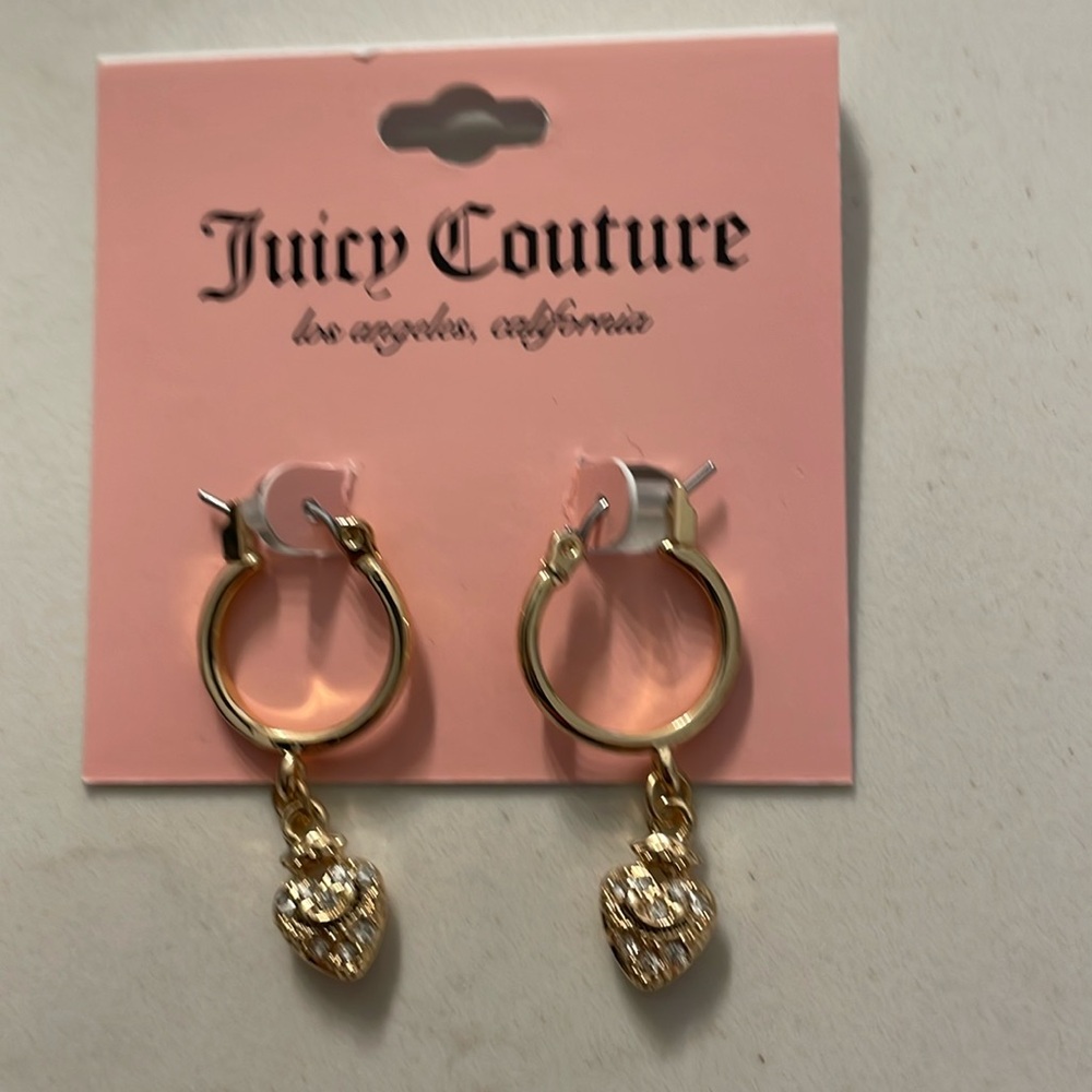 180. Juicy Couture drop loop heart Earrings with rhinestones